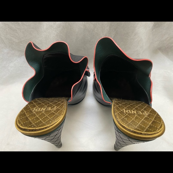 Fendi Leather Ruffle-Accented Mules - Picture 10 of 13